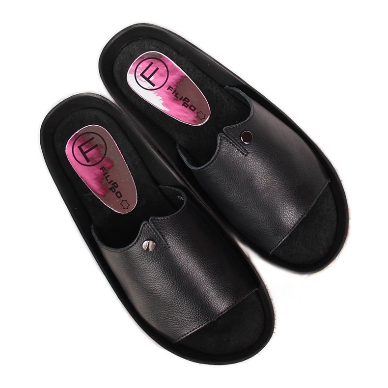 Babuchas mujer en piel negra plataforma Filippo negro