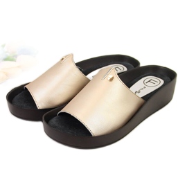 Babucha mujer piel plataforma dorada Filippo dorado
