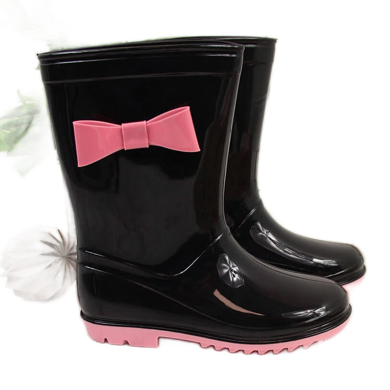 Chanclas de niña Black American Club con lazo negro