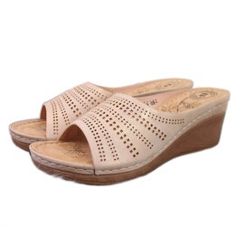 Babuchas Jezzi con cuña calada dorada para mujer dorado