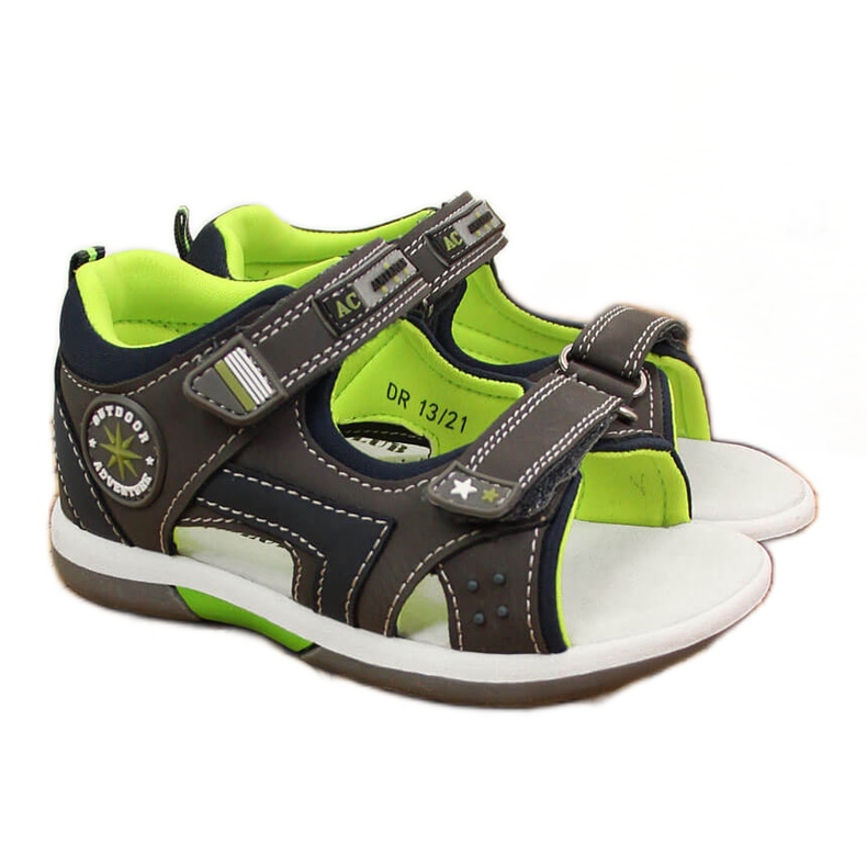 Sandalias gris con velcros para niño American Club