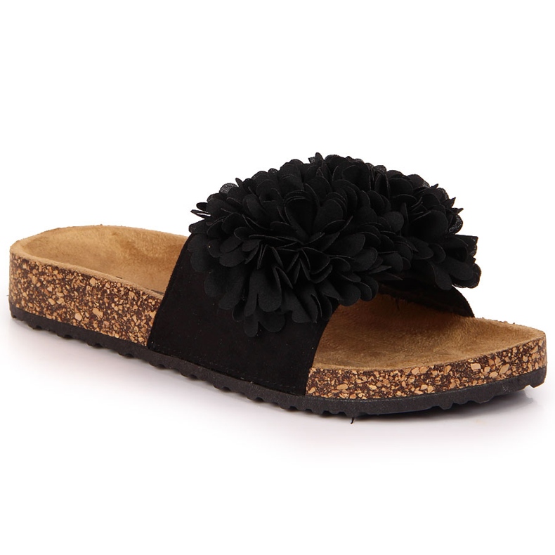 Babucha mujer negra con flor Jezzi negro