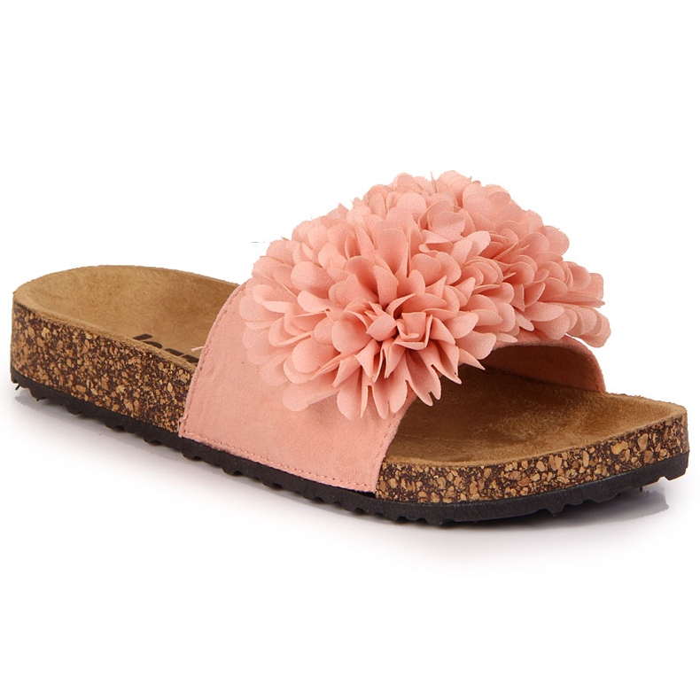 Pantuflas de mujer con flor rosa Jezzi rosado