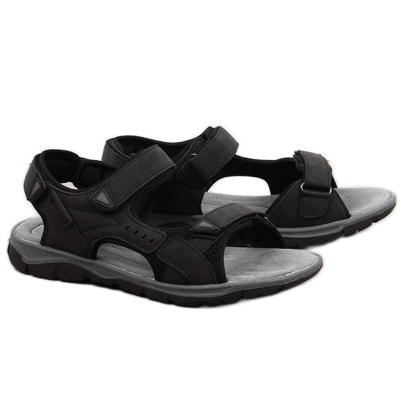 Sandalias deportivas de hombre American Club negras con velcro negro