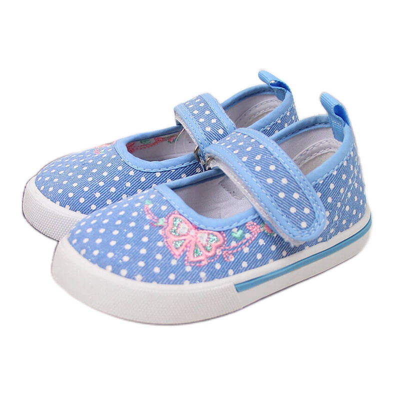 Atletico Bailarinas con velcro y lunares atléticos azules Atletico Bailarinas con velcro y lunares atléticos azules