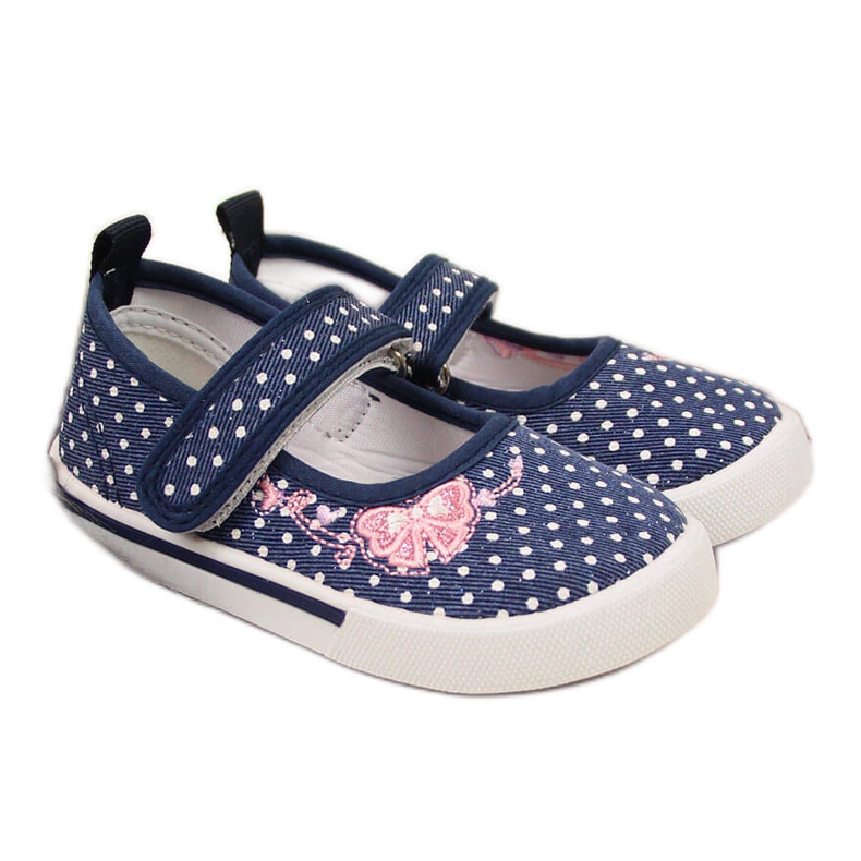 Bailarinas con velcro y lunares azul marino y blanco Atletico