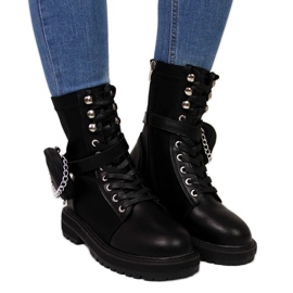 Botas de mujer de piel con bolsillo negro Goe II2N4024