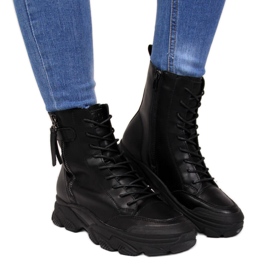 Botas de cuero de mujer en la plataforma negra Goe II2N4031 negro Botas de cuero de mujer en la plataforma negra Goe II2N4031 negro