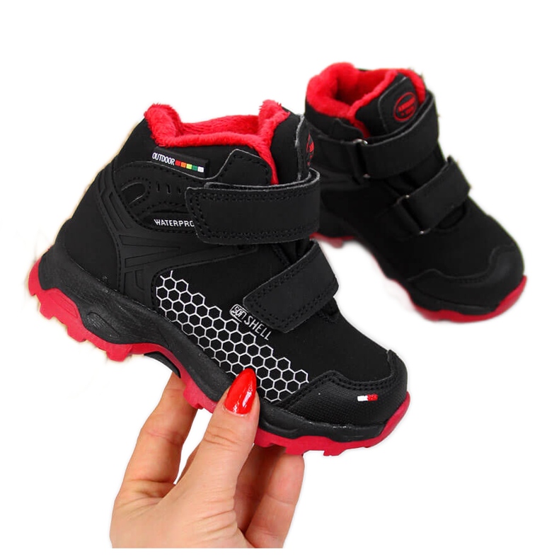 Botas de nieve negras impermeables con cierre adhesivos para niño American Club negro