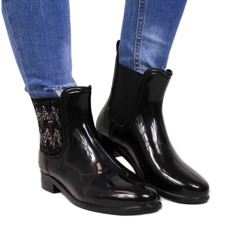 T.Sokolski Chanclas de mujer botas Jodhpur con circonitas negras T. Sokolski negro