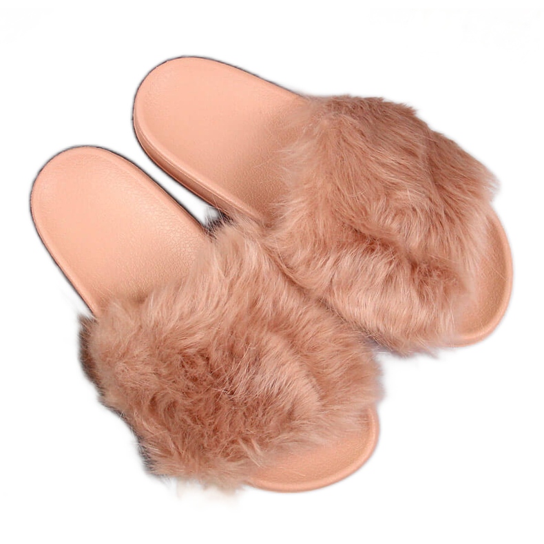 Pantuflas mujer con pelo beige Msmg Pantuflas mujer con pelo beige Msmg