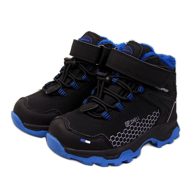 Botas de nieve de trekking impermeables negras American Club negro azul