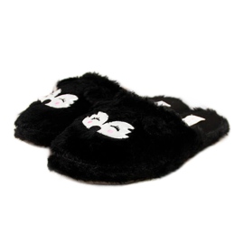 Pantuflas de mujer de pelo negro Cloxx con orejas