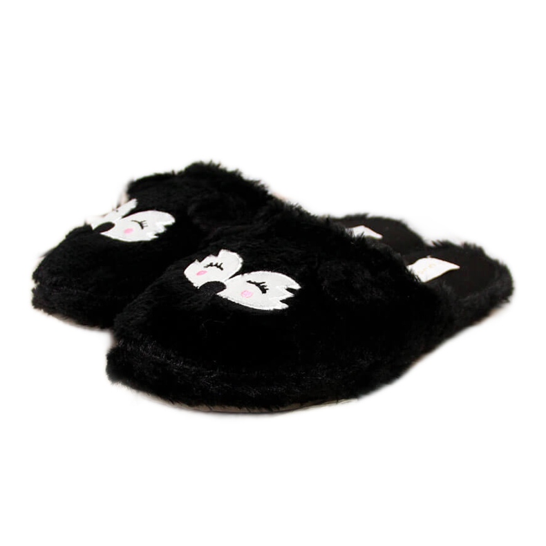 Pantuflas de mujer de pelo negro Cloxx con orejas