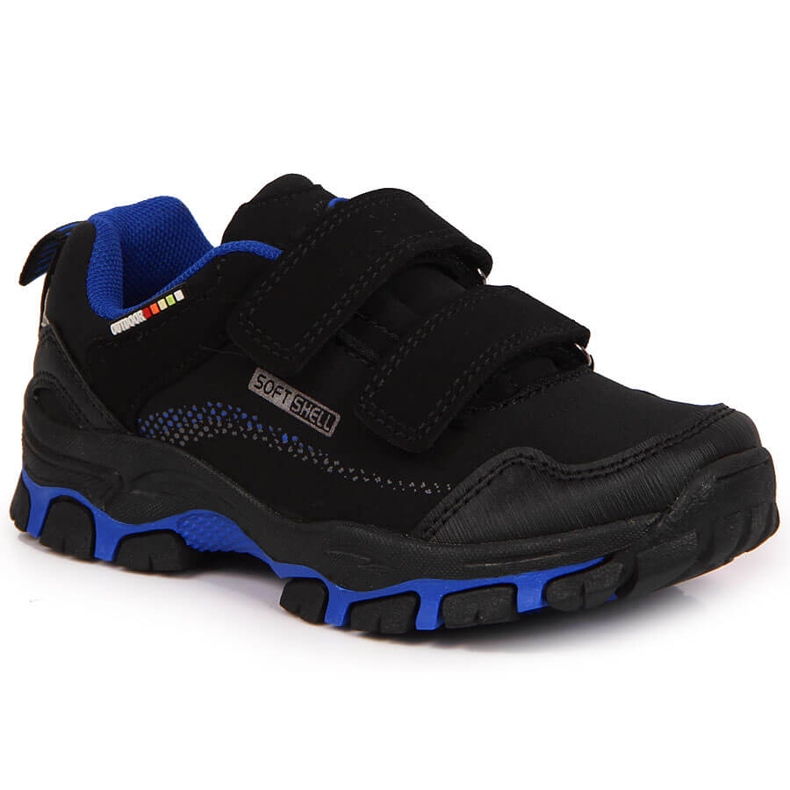 Zapatos de trekking para niños, velcro, negro y azul, American Club