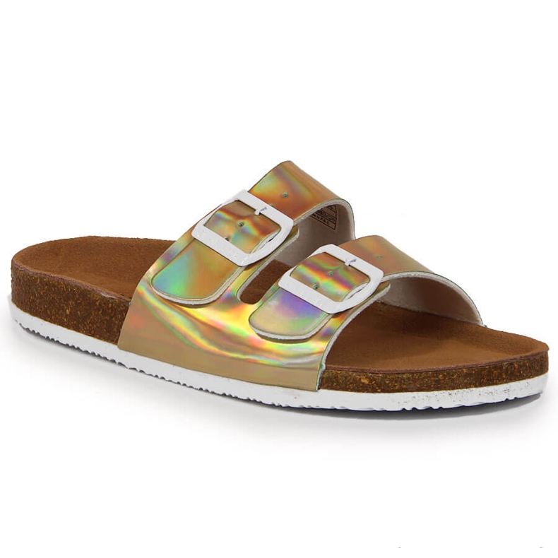 Babucha mujer dorada con hebillas Big Star HH274896 dorado