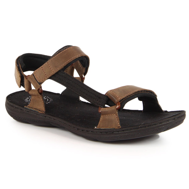 Sandalias de hombre en piel con velcro marrón Łukbut 990 Sandalias de hombre en piel con velcro marrón Łukbut 990