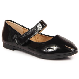 Bailarinas de niña con velcro lacado negro Potocki