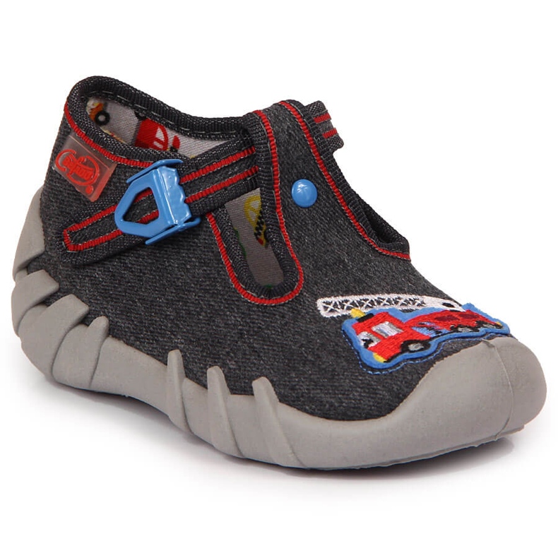 Zapatillas de estar por casa para niño Befado gris y rojo