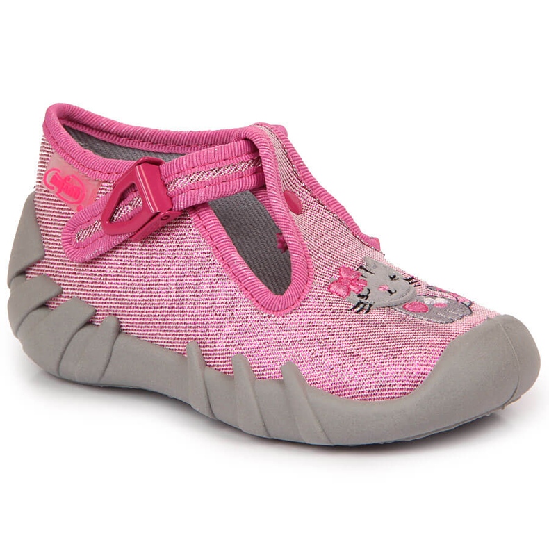 Pantuflas de niña para guardería rosa y gris Befado rosado