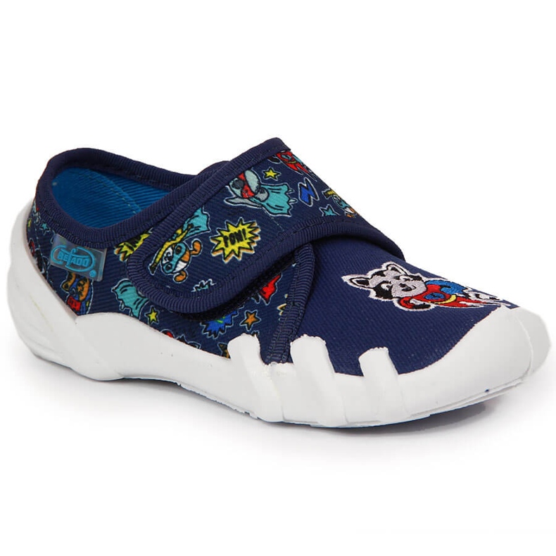 Zapatillas de casa de niño para guardería con velcro azul marino Befado