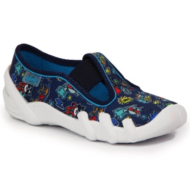 Zapatillas de niños para jardín de infantes en los elásticos azul marino de Befado.