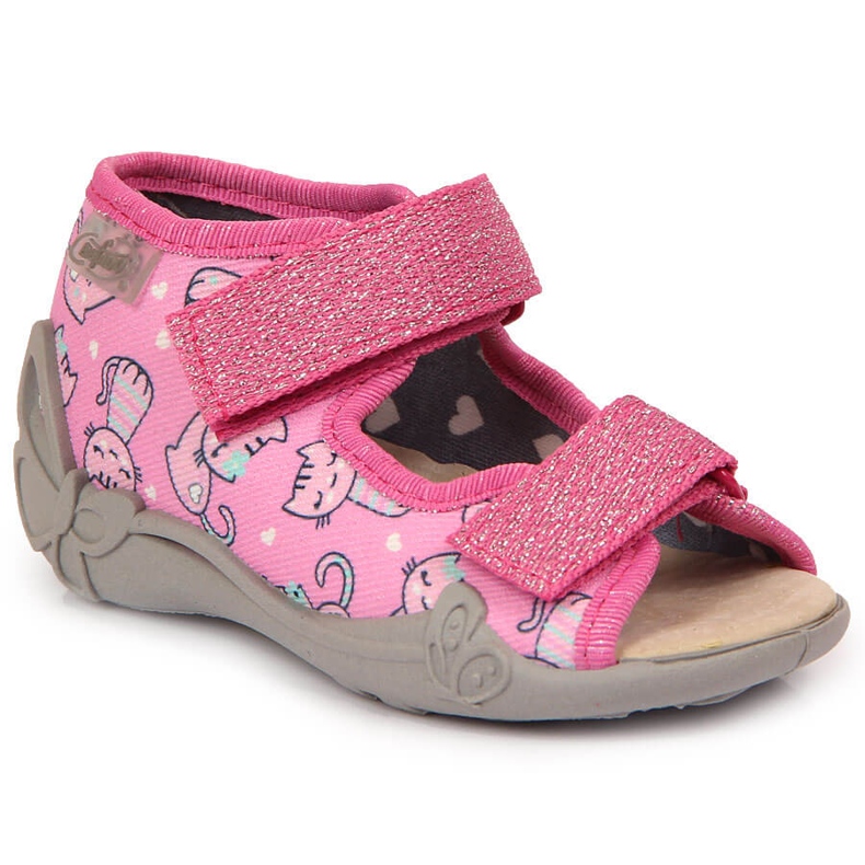 Zapatillas de niña para jardín de infantes en nabos Befado rosas. rosado