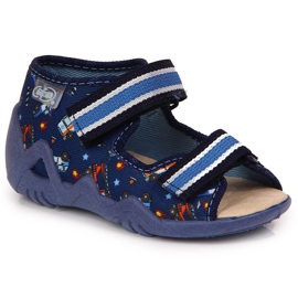 Pantuflas infantiles para jardín de infancia en nabos Befado azul marino
