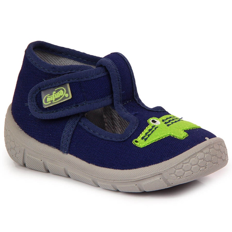 Zapatillas casa niño con velcro con cocodrilo azul marino Befado
