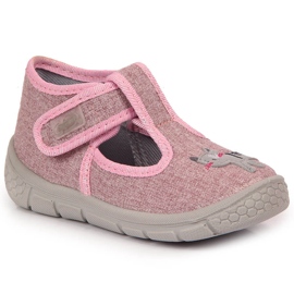 Pantuflas de niña con velcro y gato Befado rosa rosado