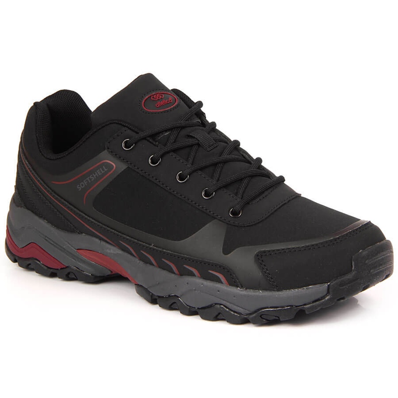 Atletico Zapatillas de trekking impermeables Atlético negro y rojo para hombre