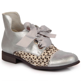 Botines Jezzi primavera mujer calados plata