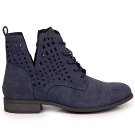 Botines mujer primavera calados Jezzi azul marino