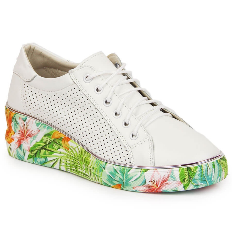 Zapatos de mujer en piel con cuña Artiker blanco Zapatos de mujer en piel con cuña Artiker blanco