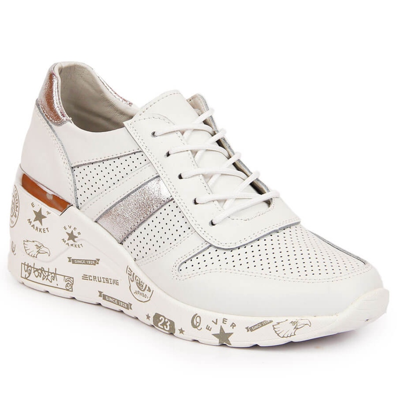 Zapatos mujer de piel con cuña blanco Filippo