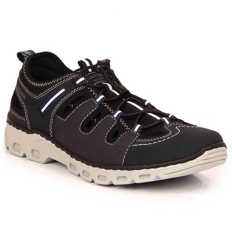 Zapatos de piel azul marino para hombre Rieker 14507-14