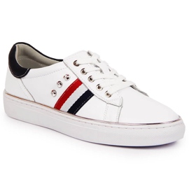 Zapatos de mujer de piel, zapatillas blancas Vinceza blanco