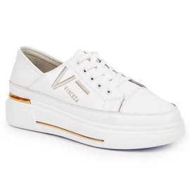 Zapatos de mujer de piel, zapatillas blancas Vinceza