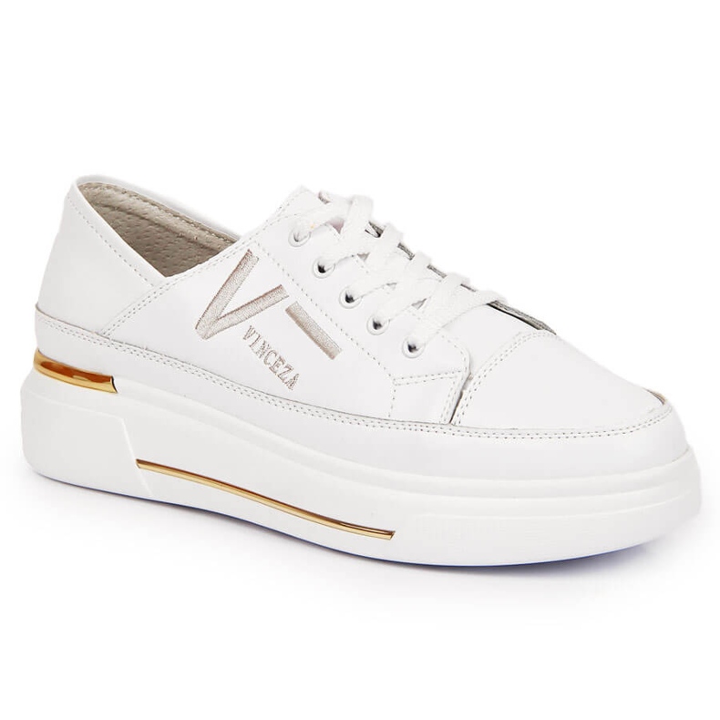 Zapatos de mujer de piel, zapatillas blancas Vinceza