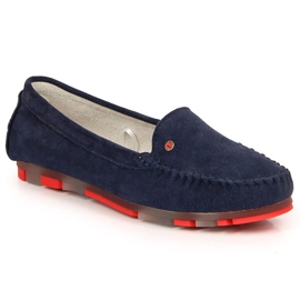 Mocasines de piel serraje azul marino para mujer Filippo
