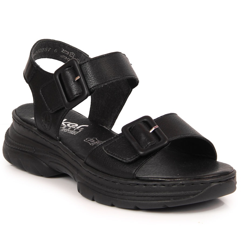Sandalias mujer de piel con velcro negras Rieker 66680-00 negro