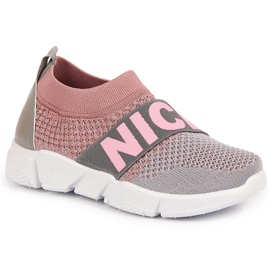 Zapatillas deportivas de niña sin cordones McKeylor rosa gris