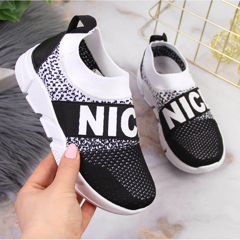 Zapatillas deportivas sin cordones para niños McKeylor blanco negro