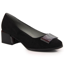 Zapatos de salón sobre bloque de ante negro Jezzi