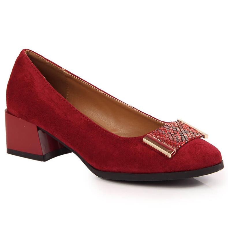 Zapatos de salón sobre bloque de ante Jezzi granate rojo