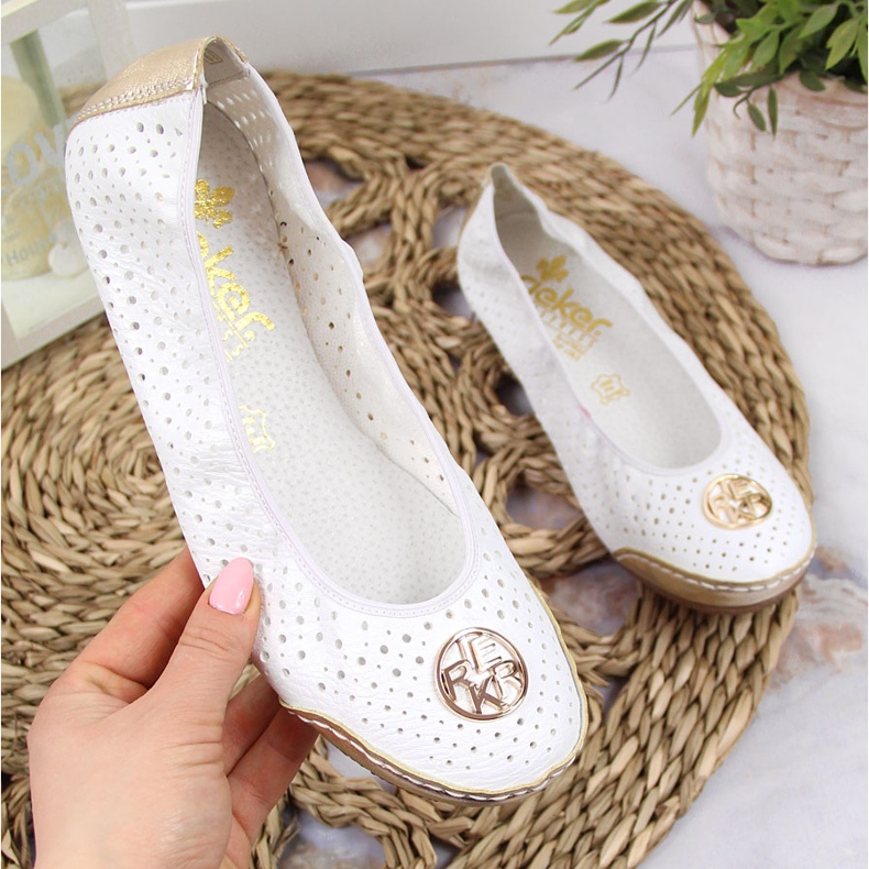 Bailarinas mujer caladas blancas Rieker 41459-80