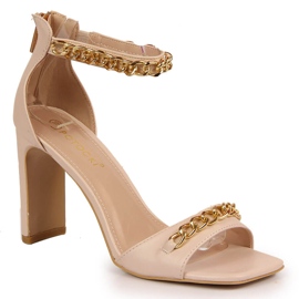 Sandalias de mujer en un poste con una cadena beige Potocki