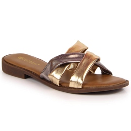 Pantuflas planas Potocki doradas para mujer dorado
