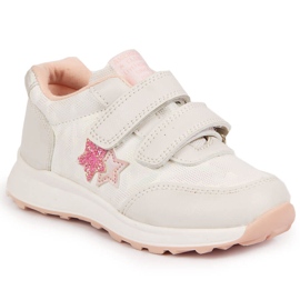 Deportivas niña American Club blancas con velcros blanco rosado