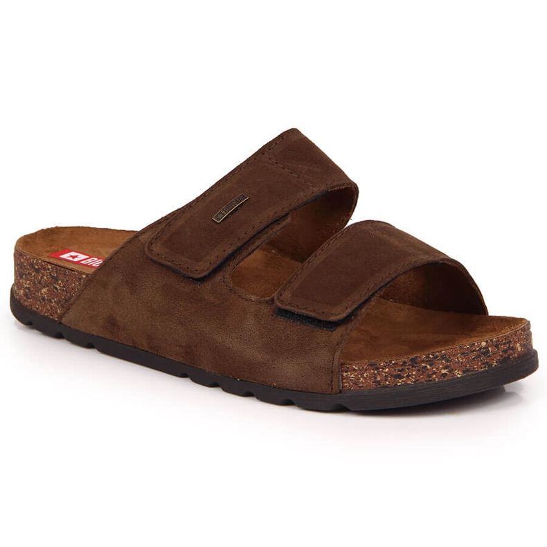 Babucha hombre piel con velcro marrón Big Star JJ176002